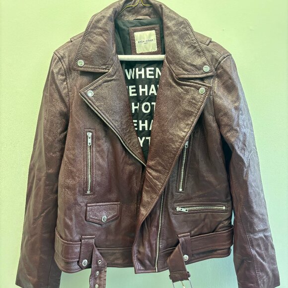EACH OTHER PARIS DEEP RED LEATHER JACKET - Picture 1 of 3
